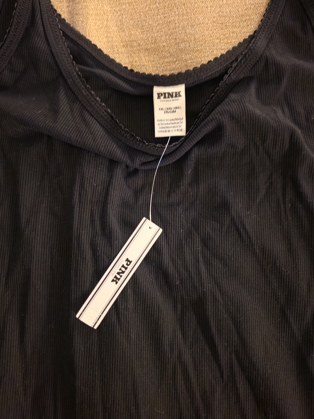 PINK Victoria's Secret Black Ribbed Tank Dress - Picture 3 of 3